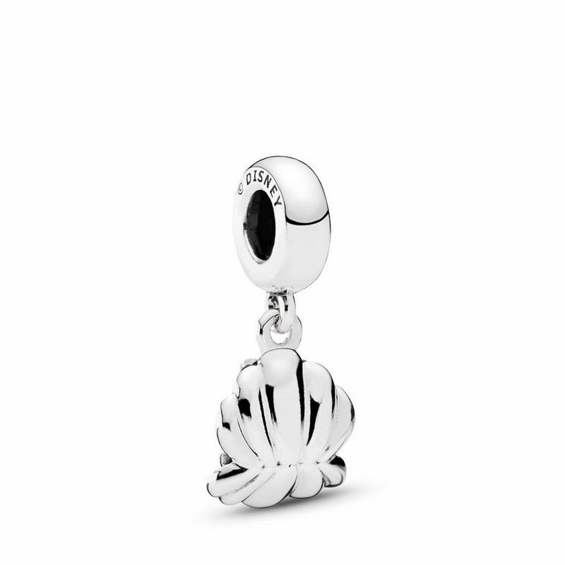 Pandora Disney Ariel & Sea Shell Dangle Charm Ireland - Sterling Silver/Enamel/Green - 213704ANT